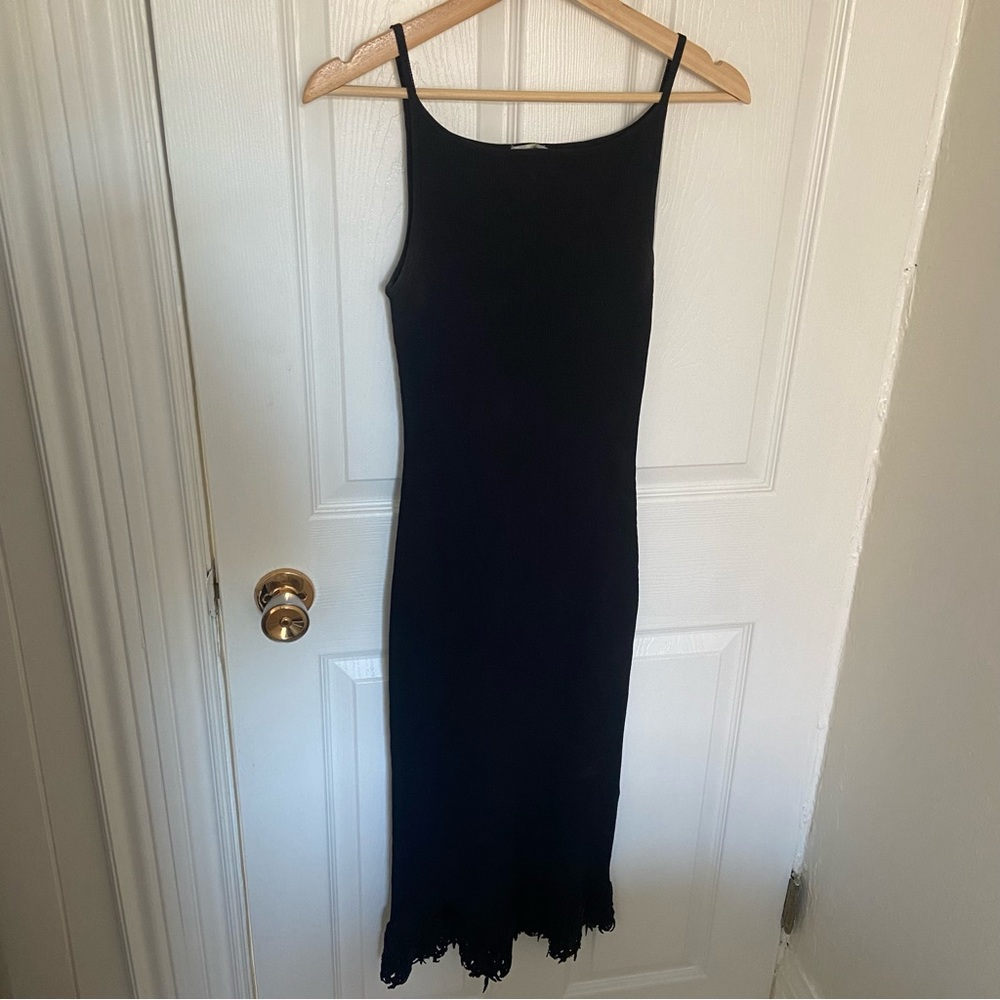 Anna Molinari Ribbed Stretch Spaghetti Strap Cocktail Dress